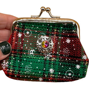 Christmas Snap Jewelry Holiday Change Purse w/ Snowflake Multicolored 18mm Snap!